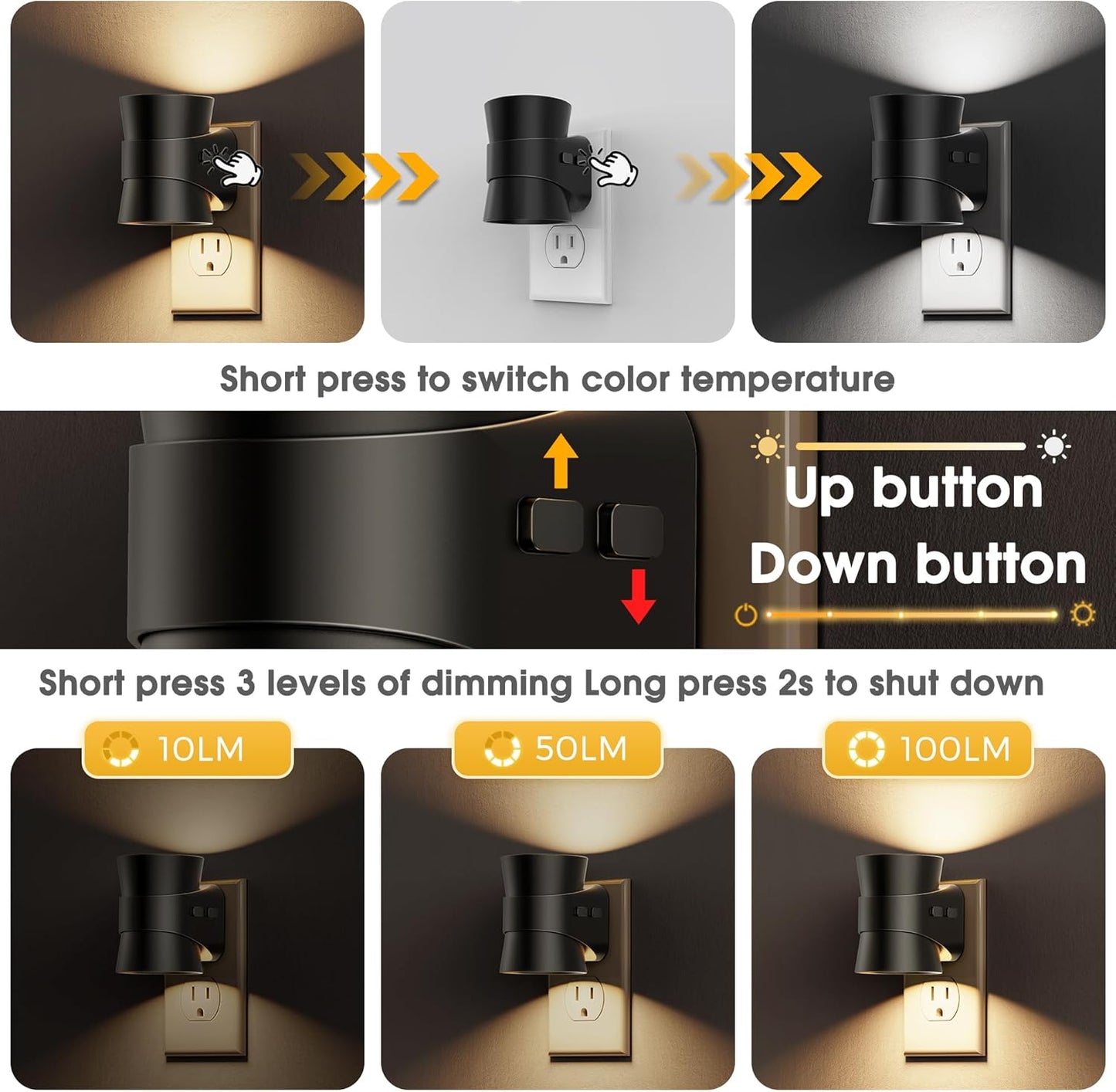 L LOHAS LED Night Light, Bubble Night Lights Plug into Wall,2 Pack 3000K/4000k/5000K Adjustable Color Temperature Night Light,Dimmable Nightlights with Dusk to Dawn Sensor for Rooms Bathroom Hallway