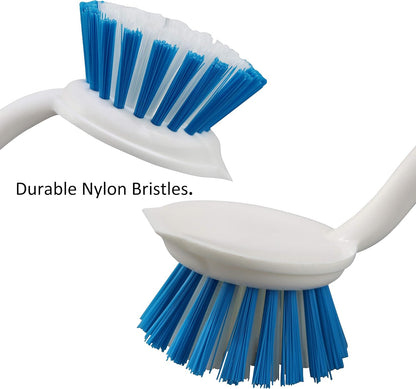 2-Pack Kitchen Round Scrub Brush for Cleaning Dishes Pots Pan Sink and Bathroom with Comfortable Long Handle