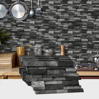 36 Sheets of Self Adhesive Marble Tile Wall Tiles Vinyl Sticker | 9.68 x 4.72in Water Resistant, Easy to Stick and Peel off, Suitable for DIY Decoration on Ceilings and Walls (Black)