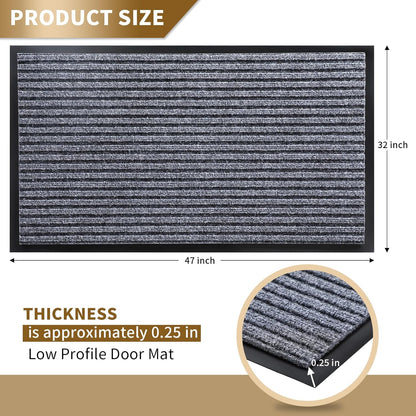 Yimobra Welcome Mat, Heavy Duty Sturdy Door Mats for Home Entrance Outdoor Indoor, Front Doormat for Outside Patio Floor Entry Porch Garage Office, Waterproof, Low Profile, 29.5x17, Black Grey