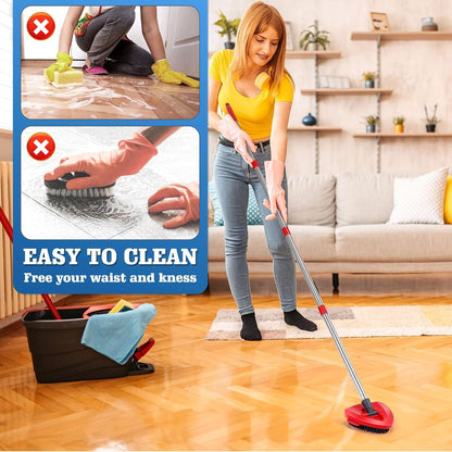 Spin Mop Head Refills Compatible with OCedar RinseClean 2-Tank System - 6-in-1 Kit Includes 4 Microfiber Replacement Heads, 1 Mop Base & 1 Scrub Brush - Machine Washable Floor Cleaning Set
