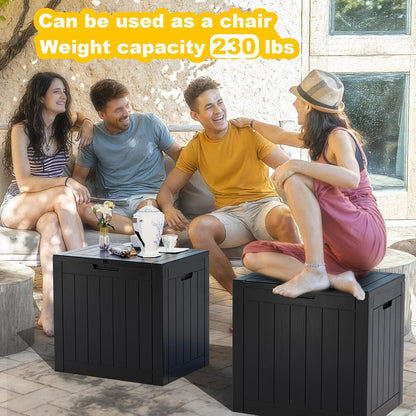 30 Gallon Outdoor Deck Box, Lockable Waterproof Outdoor Storage Boxes For Garden Tools,Indoor Cushions,Accessories Outside Storage Resin Weatherproof Container(Black)