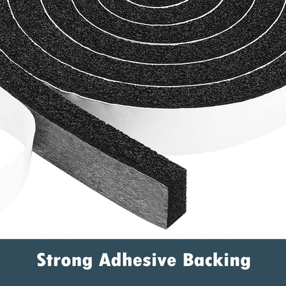 Seal Foam Tape,1/2 Inch W x 1/8 Inch T Weather Stripping for Door and Window,High Density Single Sided Closed Cell Door Insulation Weather Strip, 3 Rolls Total 50FT Black