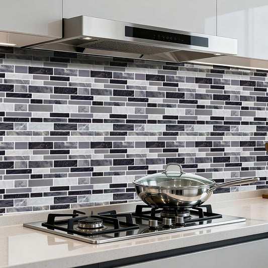 10-Sheet Peel and Stick Backsplash Waterproof Oil-Proof Wall Tiles for Kitchen & Bathroom, Easy Install Self-Adhesive Wall Tiles, Removable Stick-On Backsplash for Kitchen Stove & Walls