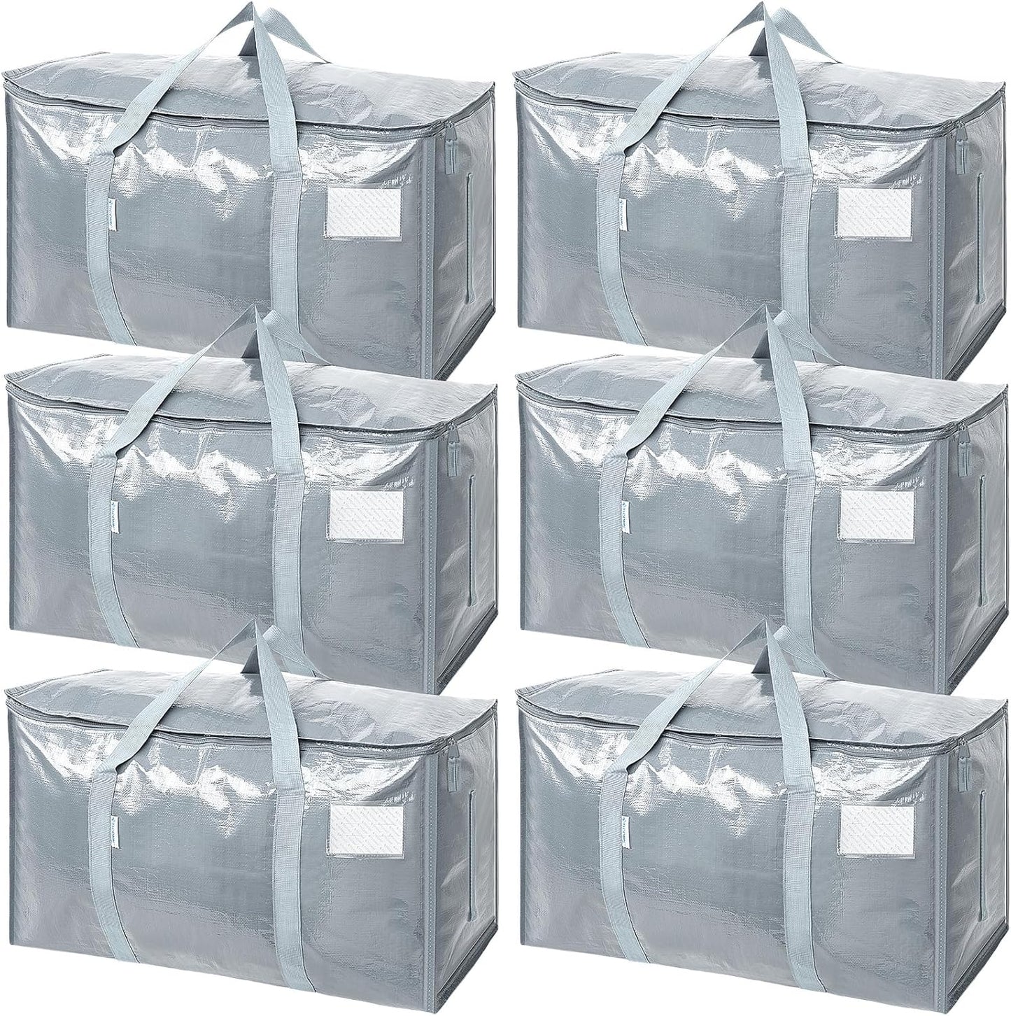 TICONN 4 Pack Extra Large Moving Bags Heavy Duty with Zippers & Carrying Handles, Durable Storage Bags Moving Boxes for Closet Organizers and Storage (4 Pack, Blue)
