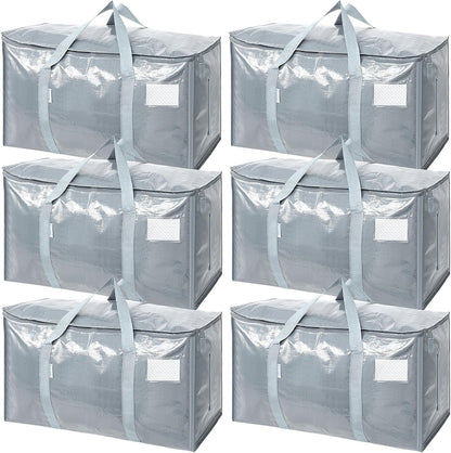 TICONN 4 Pack Extra Large Moving Bags Heavy Duty with Zippers & Carrying Handles, Durable Storage Bags Moving Boxes for Closet Organizers and Storage (4 Pack, Blue)