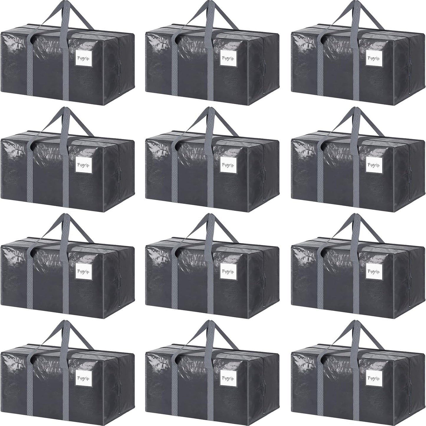 6 Pack Extra Heavy Duty Large Moving Bags with Strong Zipper & Comfortable Handles, Sturdy & Durable Clothes Storage Bags Totes Bins, Blue Packing Moving Boxes for College Supplies, Dark Blue