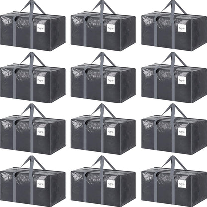 6 Pack Extra Heavy Duty Large Moving Bags with Strong Zipper & Comfortable Handles, Sturdy & Durable Clothes Storage Bags Totes Bins, Blue Packing Moving Boxes for College Supplies, Dark Blue