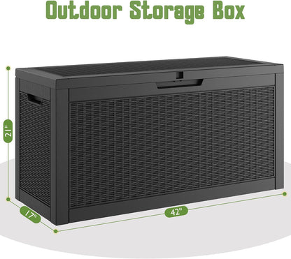 Outdoor Storage Box, 31 Gallon Resin Deck Boxes Outdoor Waterproof For Patio Furniture, Garden Tools, Pool Supplies, Lockable And UV Resistant (Rattan Gray)