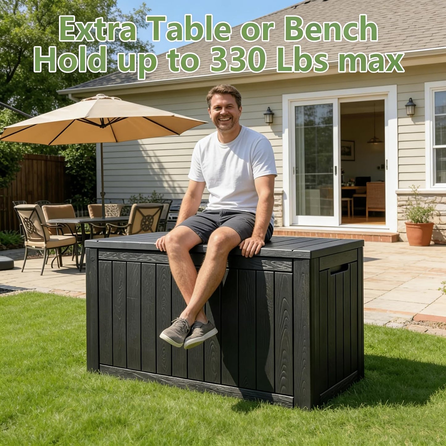 Outdoor Storage Deck Boxes Waterproof, Waterproof and UV Resistant Outdoor Storage Box Lockable Lid for Delivery Box, Indoor, Garden Tools, Pool Supplies, Patio (Black, 31 Gallon)