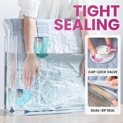 TAILI 8 Pack Jumbo Vacuum Storage Bags, 39x28 inch, LONG SIDE ZIP Vacuum Seal Bags for Clothing, Space Saver for Beddings, Comforters, Blankets, Pillows