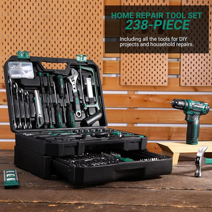 Pink Tool Kit Box Drill Set：DEKOPRO Home Mechanic Toolbox with 12V Power Cordless Drill Hand Repair Tools Sets Combo Kits Storage Organizer Drawer Case for Men & Women