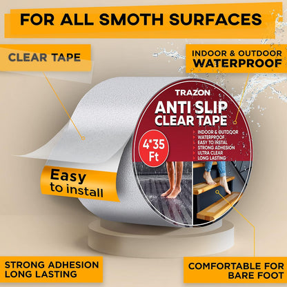 Grip Tape - Heavy Duty Anti Slip Tape for Stairs Outdoor/Indoor Waterproof 4Inch x 35Ft Safety Non Skid Roll for Stair Steps Ramp Traction Tread Staircases Grips Adhesive Non Slip Strips Walk Black