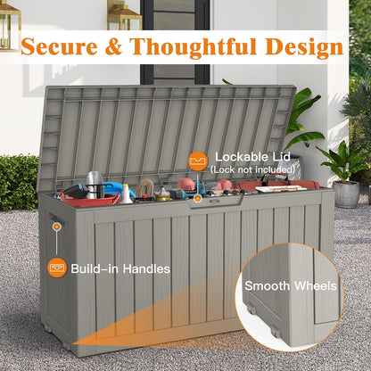 Outdoor Storage Box, 50 Gallon Waterproof Deck Storage Box, Lockable Patio Storage Bins for Package Delivery, Porch, Garden Tool, Cushions, Anti-Theft Weatherproof & UV-Resistant Parcel Drop Box