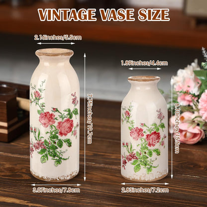 2 Pcs Ceramic Small Vase Rustic Farmhouse Vase Boho Vases Home Decoration for Your Kitchen Bedroom Office Bathroom & Shelf Centerpiece Table Decorative(Simplicity)