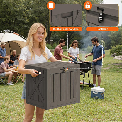 32 Gallon Deck Box Outdoor Indoor Waterproof Storage Box for Patio Furniture, Pool Accessories, Garden Tools, and Cushion Storage, Black