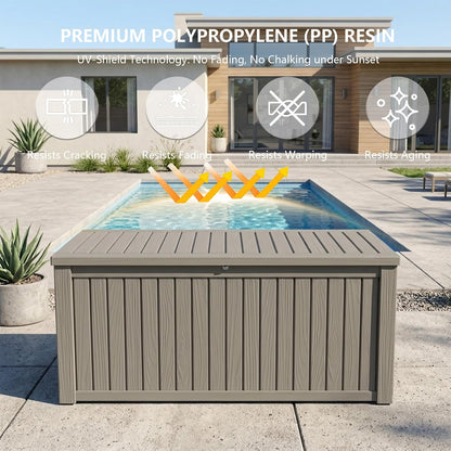 Outdoor Storage Box, 320 Gallon Waterproof Deck Box [Upgraded 3.0], Dual Gas-Spring Ultimate Resin Organizer for King Cushions, Heavy-Duty Lockable Estate Storage Bench, Backyard BBQ, Black