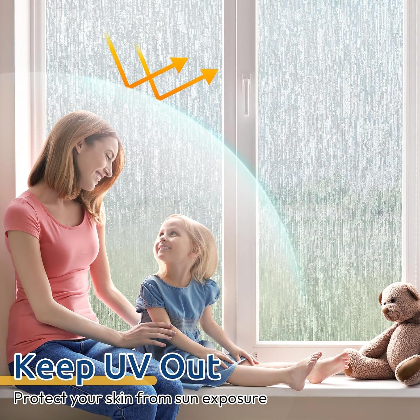 rabbitgoo Window Privacy Film Frosted Glass Film Removable Vinyl Door Coverings UV Blocking Decorative Static Cling Non-Adhesive Window Clings Sticker for Home Decor, 17.5 x 78.7 Inches