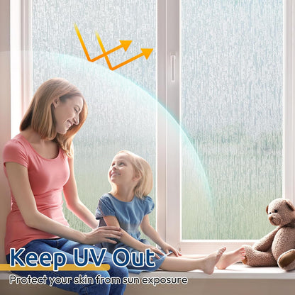 rabbitgoo Window Privacy Film Frosted Glass Film Removable Vinyl Door Coverings UV Blocking Decorative Static Cling Non-Adhesive Window Clings Sticker for Home Decor, 17.5 x 78.7 Inches