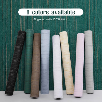 Light Blue Peel and Stick Grasscloth Texture Wallpaper 15.7"x120" Vintage Wallpaper Removable Waterproof