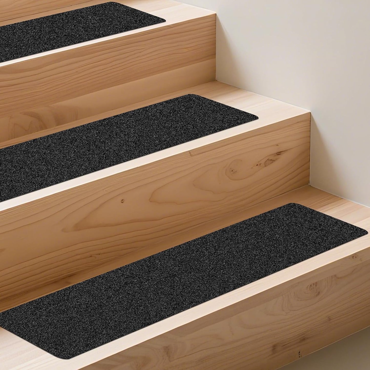 10 Pack 6” x 30” Anti Slip Traction Treads with Glow in The Dark Stripe, Outdoor Waterproof Non Skid Pre-Cut Tape with Roller, High Traction Friction Abrasive Adhesive for Stairs Step
