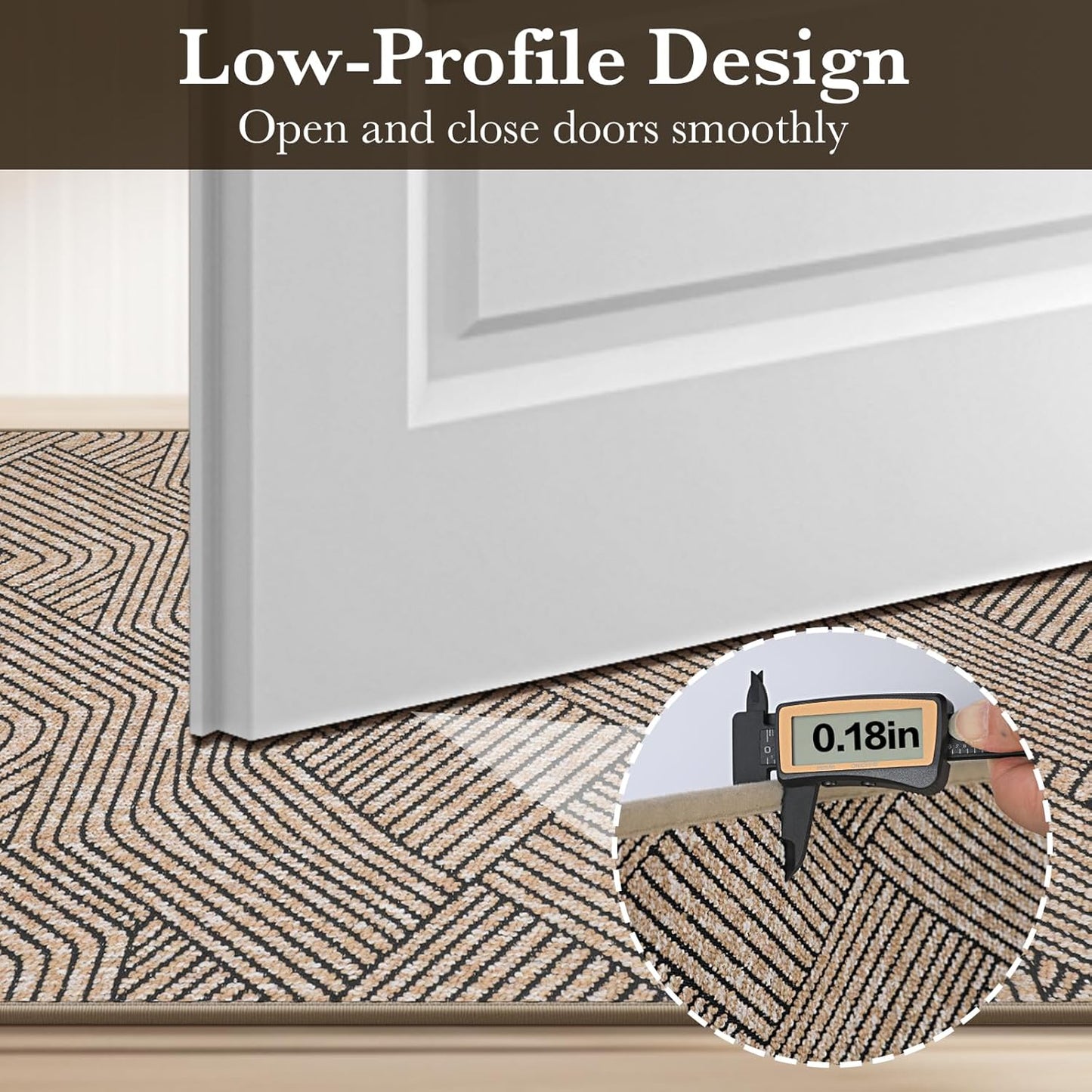 Indoor Door Mat 17"x30", Low-Profile Thin Welcome Front Door Mat Indoor Entrance, Non Slip Rubber Backing Inside Doormat Washable Entryway Dirt Resistant & Absorbent Entry Mat, Light-Brown