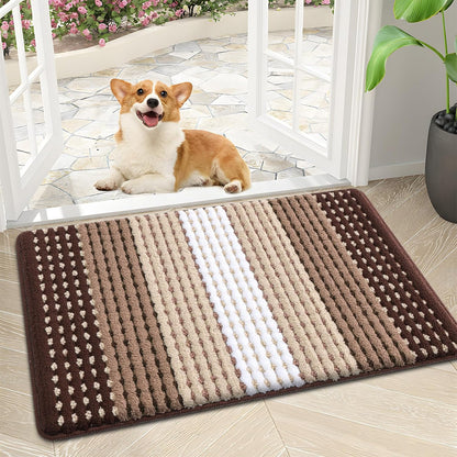 Kitinjoy Indoor Outdoor Door Mat, 32x20 Non-Slip Absorbent Dirt Trapper, Low-Profile Washable Inside Entrance Front Floor Mat, Sturdy Soft Entry Doormats for Entryway, Grey