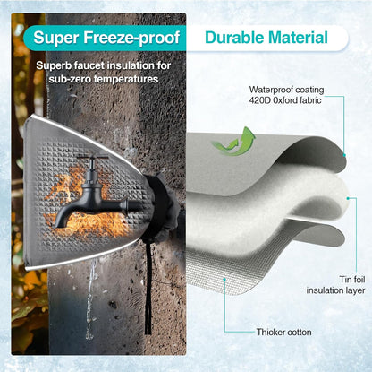 VIHOSE 6 Pack Outdoor Faucet Covers for Winter Water Spigot Cover Freeze Protection 12'' H x 8'' W Large Grey Insulated Faucet Socks with Reflective Strip Reusable Thickened Foil Lining Hose Bib Wrap