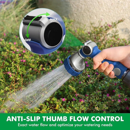 RESTMO Heavy Duty Hose Nozzle, Metal Garden Water Hose Sprayer with 7 Watering Patterns, Thumb Control, On Off Valve, High Pressure Nozzle Sprayer for Watering Plants, Car and Pet Washing, Bronze
