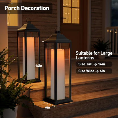 14"×4" Large Outdoor Flameless Candles with Remote Waterproof Battery Operated Candles with Timer LED Pillar Candles Flicking for Home Decoration Porch Wedding Fireplace Lantern, Ivory-Yellow 2Pcs