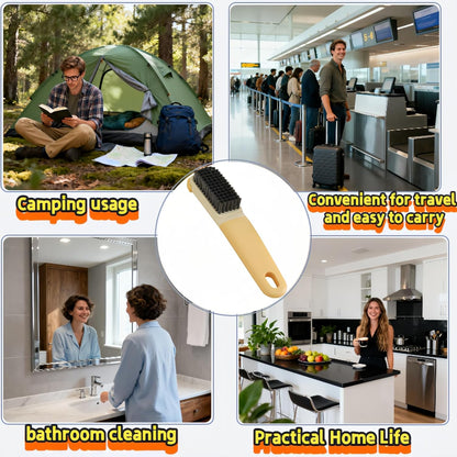 Ergonomic Clothes Soft Bristle Laundry Brush, Milk Yellow, ABS+PBT Material, Hanging Design, Portable Hand-Held Cleaning Tool with Comfortable Grip for Garments, Shoes, Household (Cream Yellow, L)