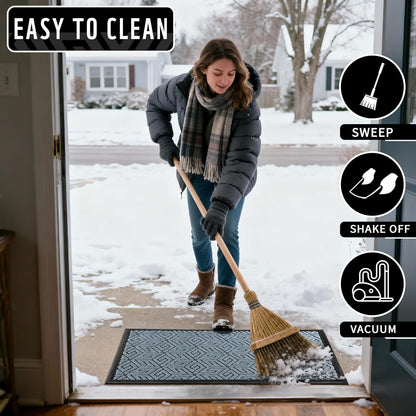 Yimobra Doormat Outdoor Entrance 29.5x17, All-Weather Waterproof Outdoor Mats for Front Door, Non Slip Welcome Door Mat for Patio Proch Outside Entryway Indoor, Black