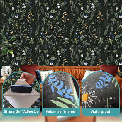 Removable Peel and Stick Wallpaper Boho 17.5 x 118 in Floral for Bedroom Bathroom Easy Peel Off Stick on Wallpaper Contact Paper Renter Friendly Wall Paper