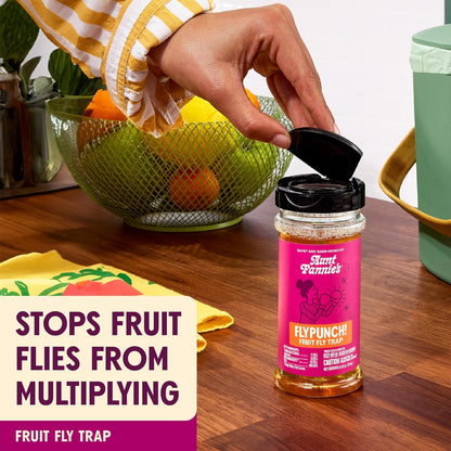 Aunt Fannie's FlyPunch Fruit Fly Trap for Indoor and Kitchen Use, Ready to Use, Made with Plant Based Ingredients, Safe Near Food, Each Bottle Lasts Up to 30 Days, Pack of 1