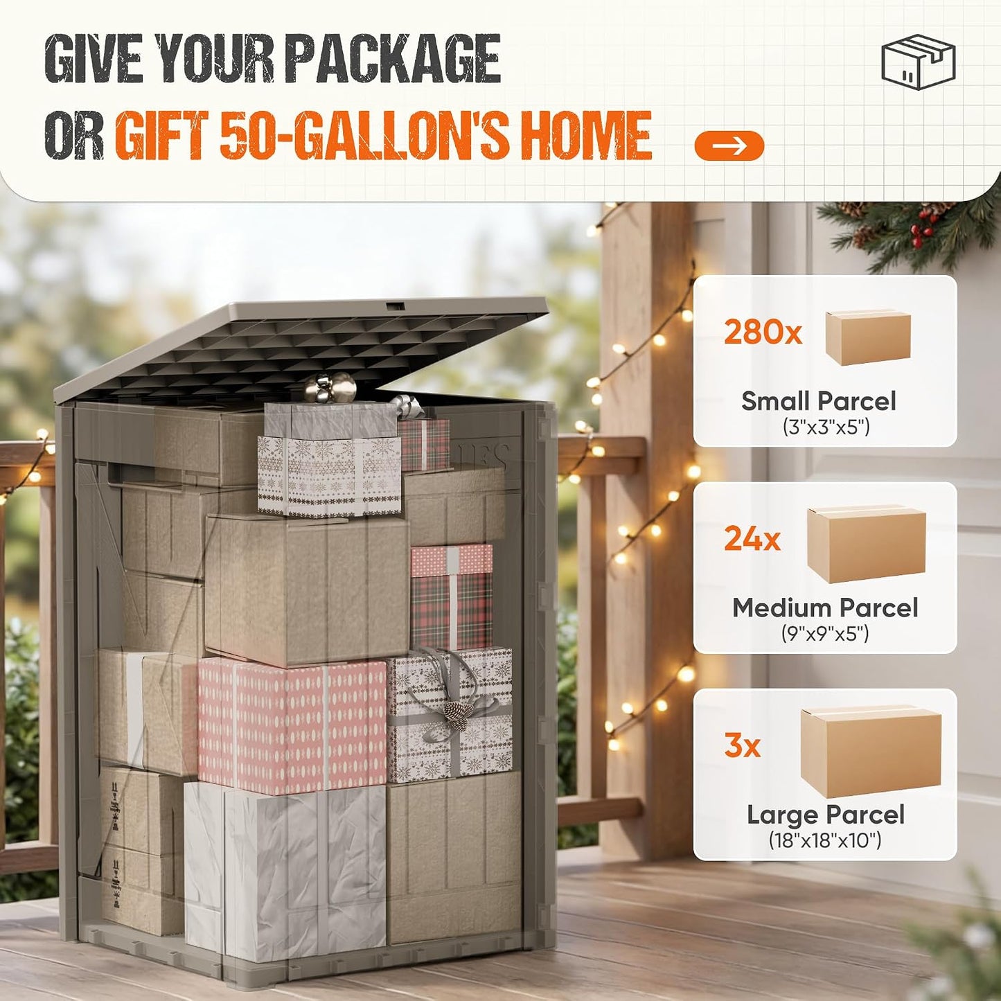 Flamaker Resin Deck Box 120 Gallon Waterproof Large Outdoor Indoor Storage Box Imitation Wood Resin for Patio Furniture Garden Tools and Pool (Black)