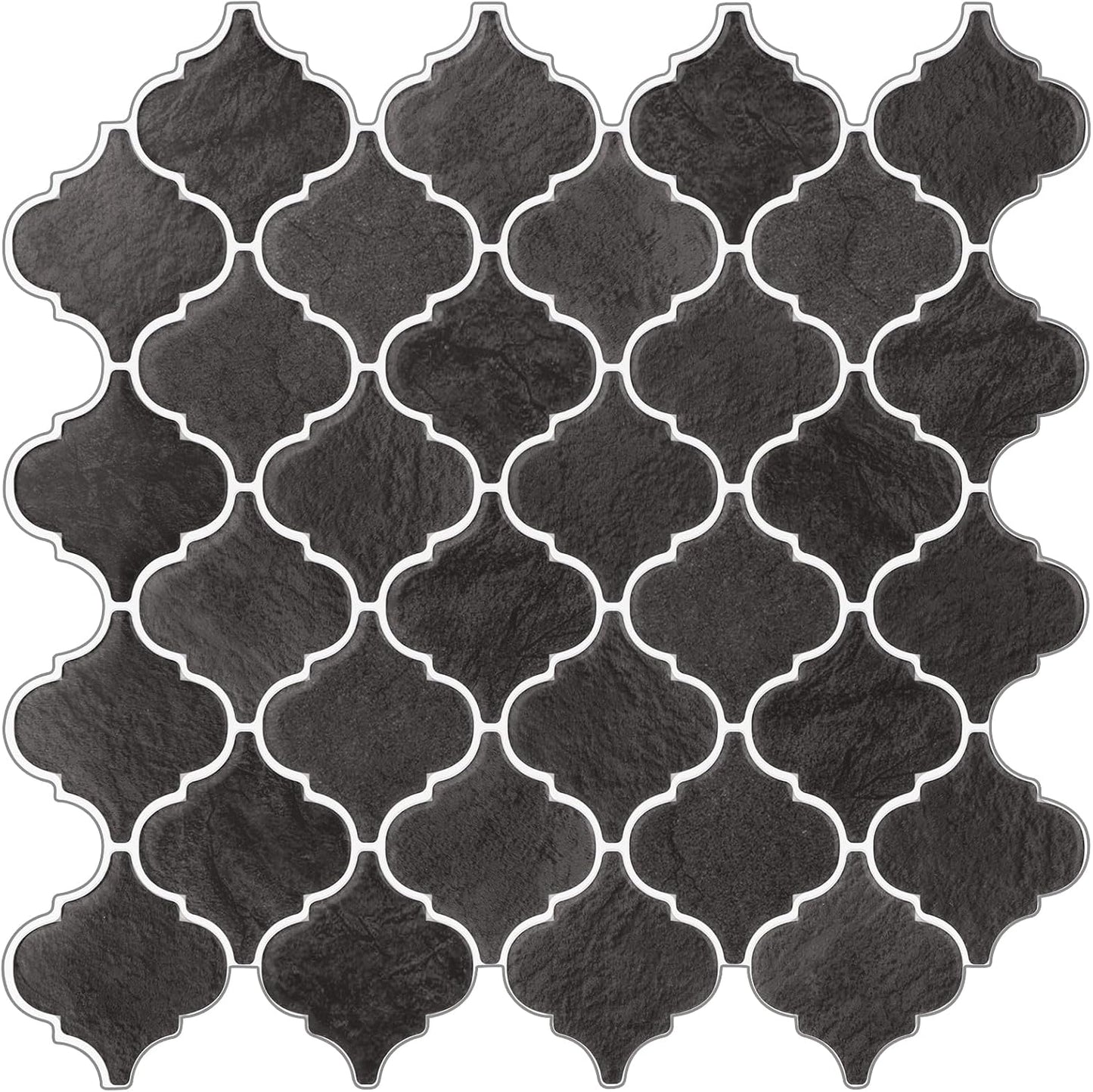Arabesque Peel and Stick Backsplash for Kitchen, Thicker Design 3D Self Adhesive Wall Tiles, 12"x12" Peel and Stick Wall Tiles, Dark Grey 10-Sheet Stick on Tiles for Kitchen and Bathroom.