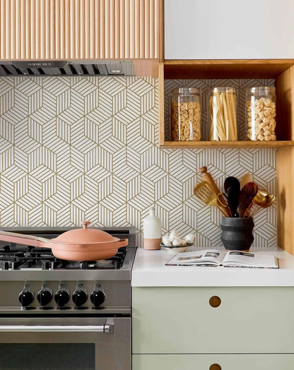 MelunMer Geometric Peel and Stick Wallpaper Gold 118In L 17.7In W Self Adhesive Removable Wallpaper for Bedroom/Bathroom Waterproof Modern Contact Paper for Cabinets Gold Contact Paper Shelf Liner