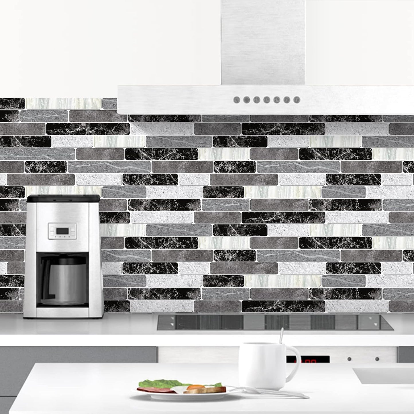 WENMER Kitchen Peel and Stick Backsplash Wallpaper, Waterproof Bathroom Wall Paper, Self Adhesive Removable Wallpaper for Kitchen Backsplash, Tile Contact Paper for Countertop, 17.7"x 118"