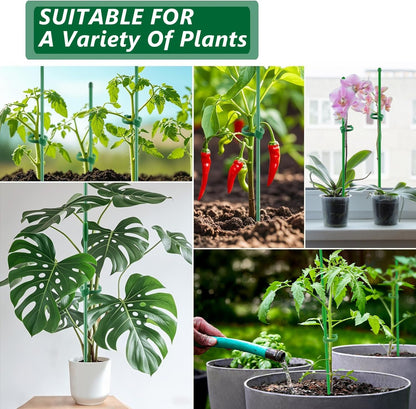 20Pcs Plant Stakes 17inch, Toylin Adjustable Length Plant Support Stake Green Orchid Stick with Clips for Indoor Outdoor,Garden Pole for Potted Orchid Tomato Vegetables