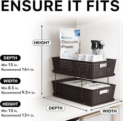 Simple Houseware 2 Tier Bathroom Organizer Tray Pull-Out Sliding Drawer/Under-Sink Storage, Clear