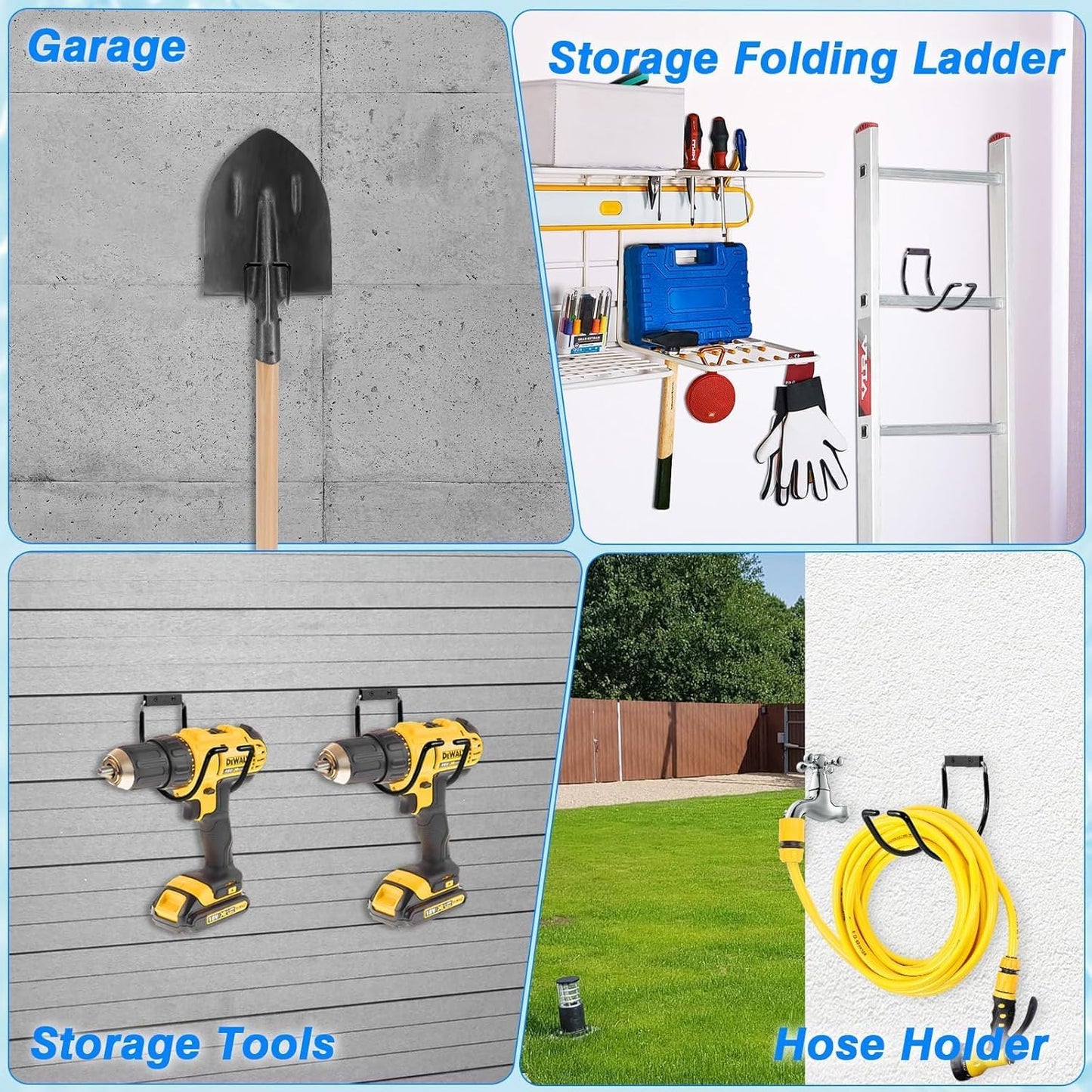 Metal Garden Hose Hanger Wall Mounted Water Hose Holder Hose Reel for Outside Yard (1, Silver)