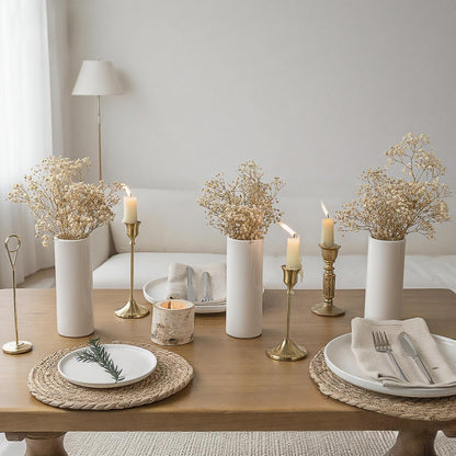Modern Small Flower Vases 8 Pack - Ceramic, White
