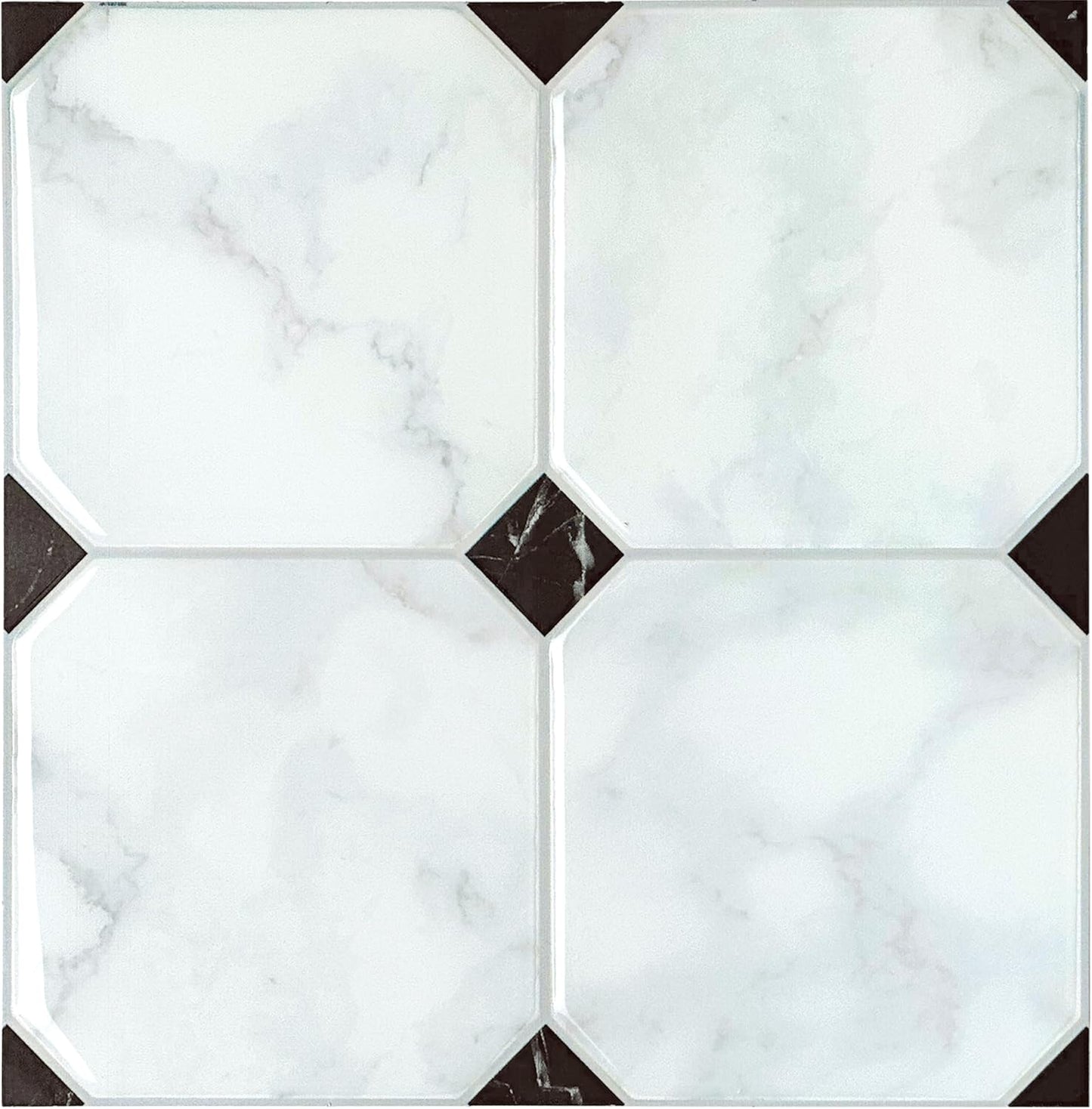 SMART TILES Peel and Stick Backsplash - 5 Sheets of 7,75" x 7,75" - 3D Adhesive Peel and Stick Tile Backsplash for Kitchen, Bathroom, Wall Tile, Checkered