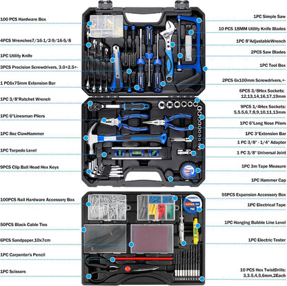 URASISTO 366 Piece Home Repair Tool Kit, Auto Repair Tool Set, General Home Toolbox Storage Case with Drawer, General Household Tool Kit
