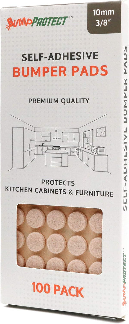 Furniture Felt Pads 3/8" (10mm) Diameter Round 3M Self Adhesive Protects Kitchen Cabinets, Drawers, Desks and Furniture Against Bumps and Scratches 100 Pack - Grey