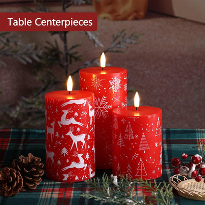 Eywamage White Real Wax Flameless Pillar Candles with Remote, Flickering Flat Top LED Battery Candles Set of 3