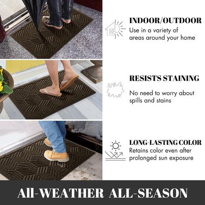 Yimobra Front Door Mat, All-Season Waterproof Outdoor Mat for Entrance with Drainage Holes, Heavy Duty Non-Slip Doormat for Garage Patio Entryway Indoor, 29.5x17, Red