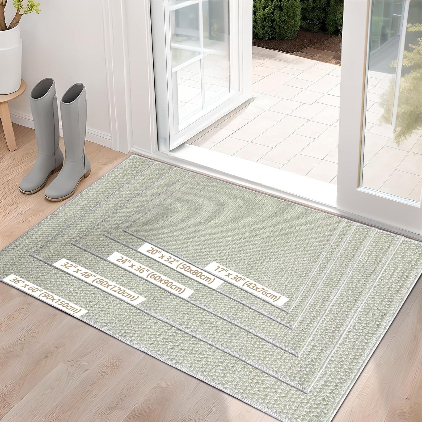 Indoor Door mat 17“ x 30”, Dirt Trapper Door Mat, Non-Slip Washable Entrance Mat, Dirt Resistant and Absorbent Welcome Mat,Low-Profile Doormat for Entryways, Front Doors, and Indoor Entrances, White