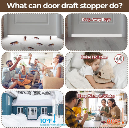 Door Draft Stopper, Ohuhu 39"L x 2"W Silicone Weather Stripping Under Door Seal for Exterior Interior Doors, 1" Widened Strong Adhesive, Soundproof Door Sweep Strip to Block Cold, Noise, Light Pests
