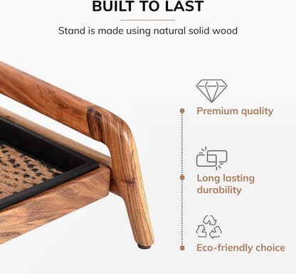 Anji Mountain Heavy Duty Waterproof Wooden Shoe Storage Mat Organizer/Boot Storage Tray Multi Use for Entryway with Coir, Tan Rectangle Embossed Insert, 1 Tier, Fits 2 Pair (26.5" Wide)